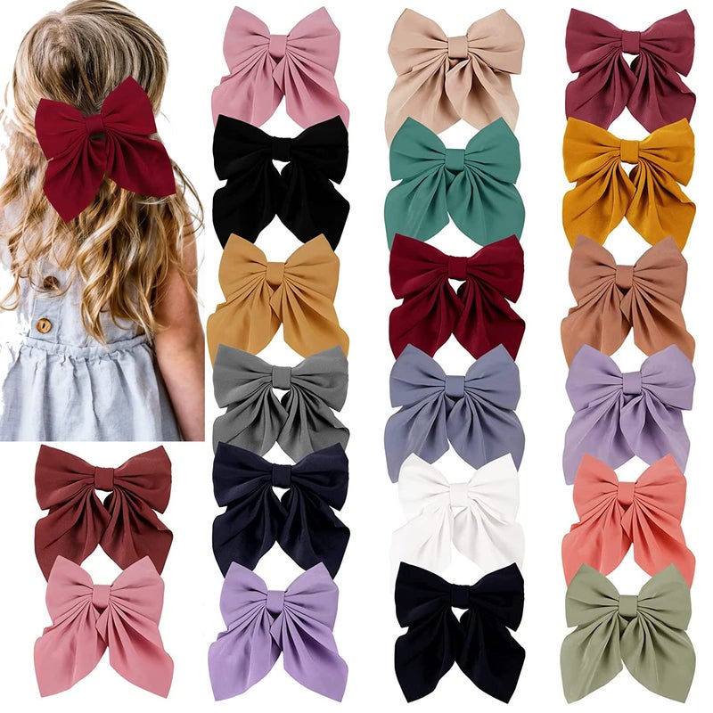 ALinmo 20PCS Satin Ribbon Bows and Large Alligator Clips - Barrettes and Hair Accessories for Toddlers, Kids, and Teens - Image 1